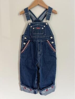 Vintage Weebok Denim Floral Embroidered Overalls - 90s Reebok